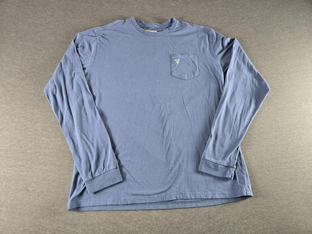 Birddogs Shirt Mens XL Blue Long Sleeve Pocket Logo Tee Cotton Blend Crew Neck